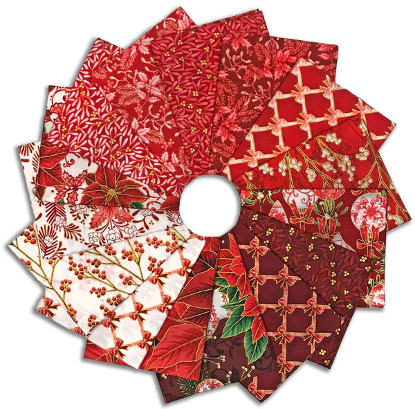 Robert Kaufman Holiday Flourish Festive Finery Candy Cane Colorstory Fat Quarter Bundle  FQ-2140-15