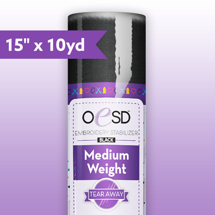 OESD embroidery stabilizer roll with label on a purple background
