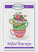 Mylar Teacups embroidery design on a white background with a purple border.