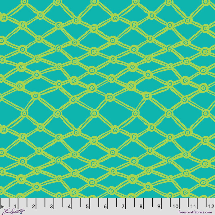 Kaffe Fassett Collective February 2026 Nets Aqua fabric