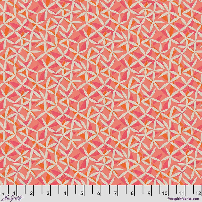 Flourish & Bloom Star Flower Dance Coral fabric