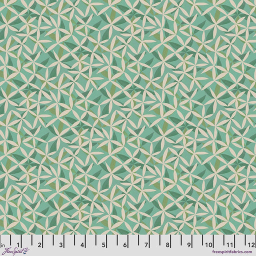 Flourish & Bloom Star Flower Dance Green fabric