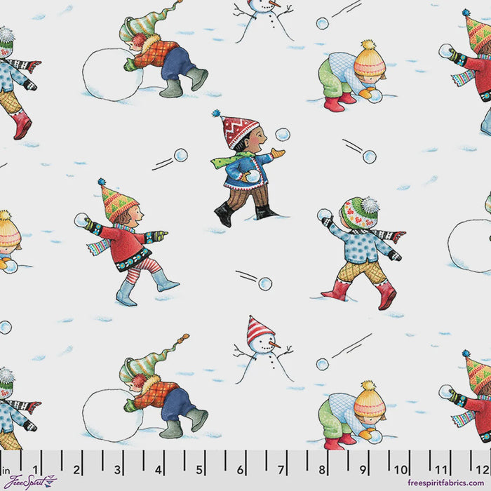 Snow Day | Snowball Fight White fabric