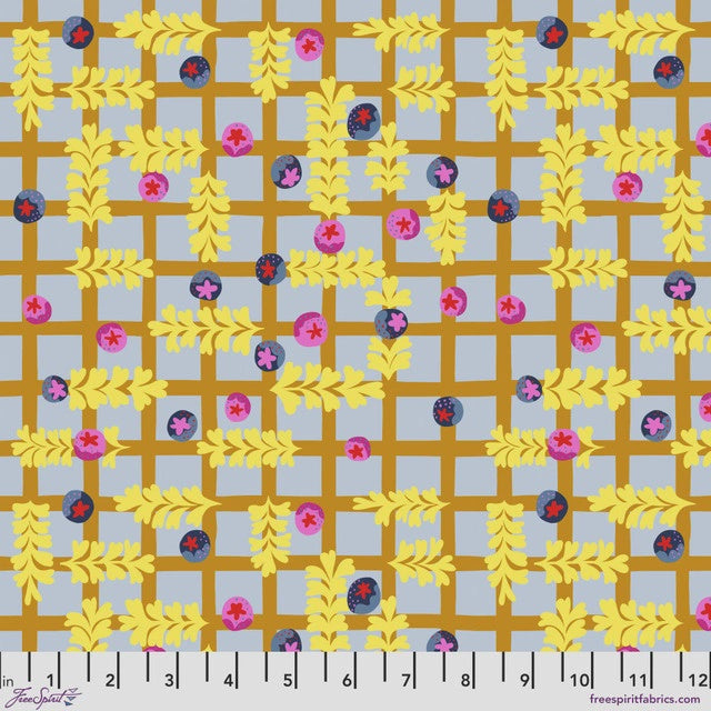 Blostma & Song Blueberry Dancefloor Mustard fabric