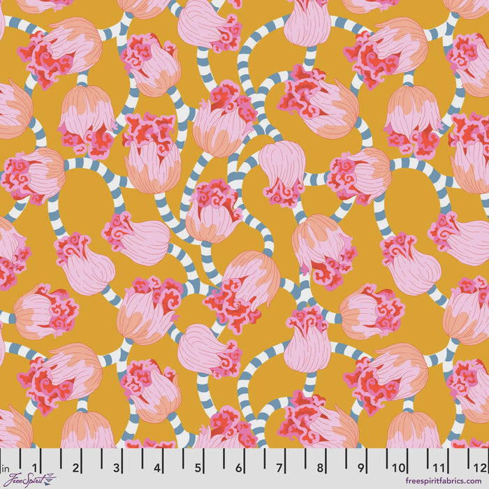 Blostma & Song Dancing Swirl Mustard fabric