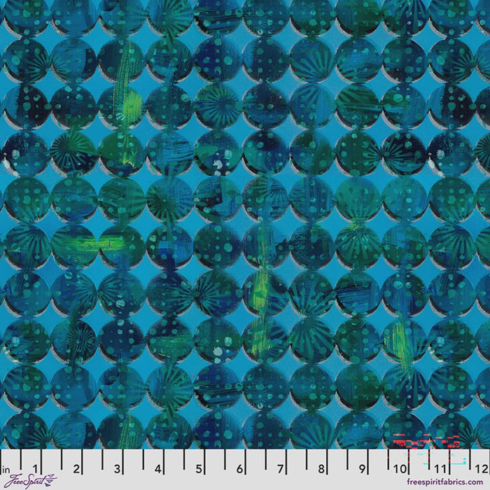 Radiant Grove Harlequin Circles Turquoise fabric