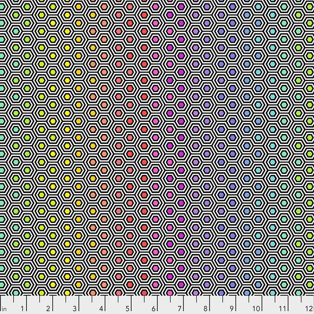 True Colors by Tula Pink - Hexy Rainbow Ink fabric