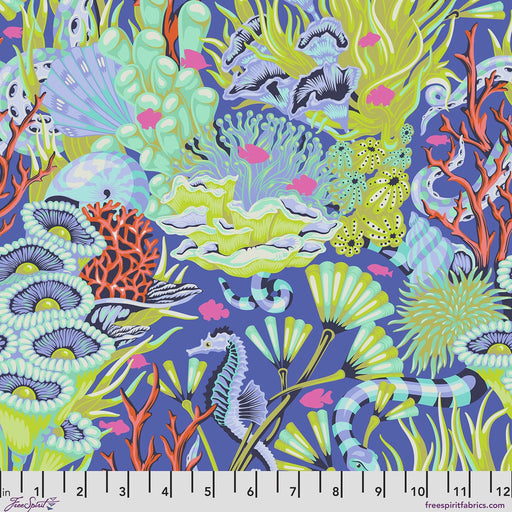 Floral Reef Reef What You Sew Marine quilting cotton fabric by Tula Pink for FreeSpirit Fabrics