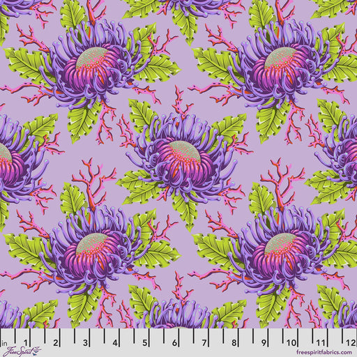 Floral Reef Friends & Anemones Ultraviolet quilting cotton fabric by Tula Pink for FreeSpirit Fabrics