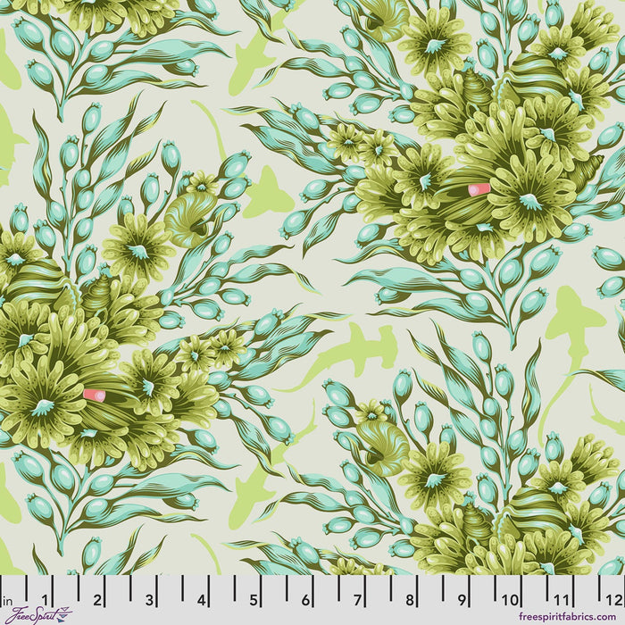 Floral Reef Shadow Sharks Seagrass quilting cotton fabric by Tula Pink for FreeSpirit Fabrics