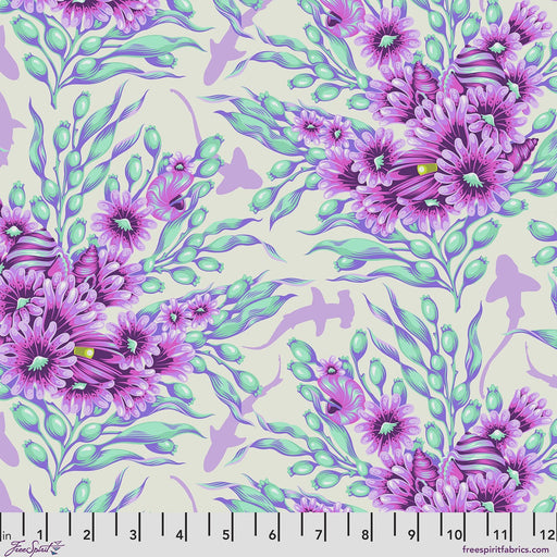 Floral Reef Shadow Sharks Ultraviolet quilting cotton fabric by Tula Pink for FreeSpirit Fabrics