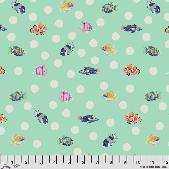 Floral Reef School Crossing Seafoam quilting cotton fabric by Tula Pink for FreeSpirit Fabrics