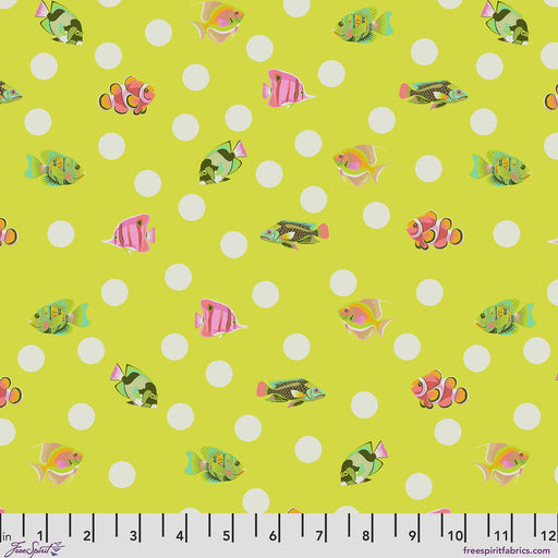 Floral Reef School Crossing Seagrass quilting cotton fabric by Tula Pink for FreeSpirit Fabrics
