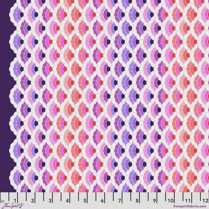 Floral Reef Aquatic Lace Ultraviolet quilting cotton fabric by Tula Pink for FreeSpirit Fabrics