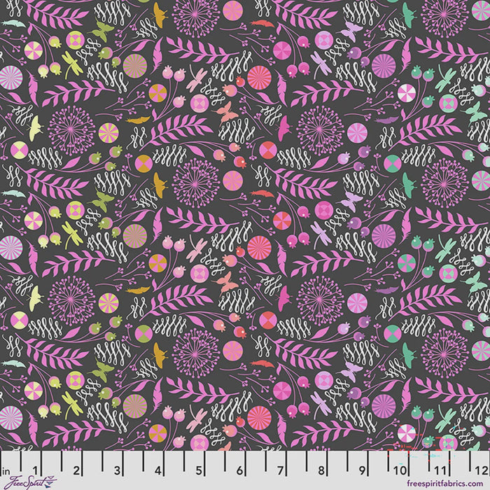 Prince Charming Déjà Vu Dandelion Licorice fabric yardage by Tula Pink