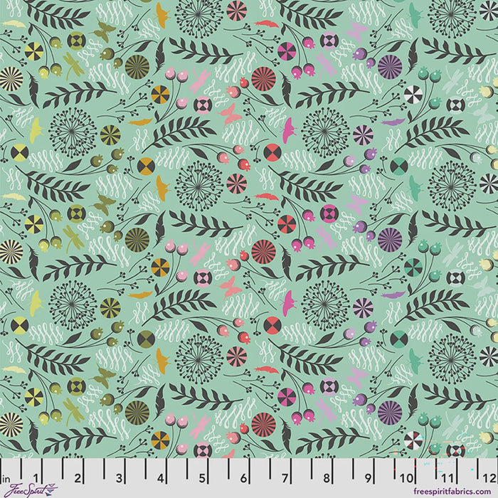 Prince Charming Déjà Vu Dandelion Sweetmint fabric yardage by Tula Pink
