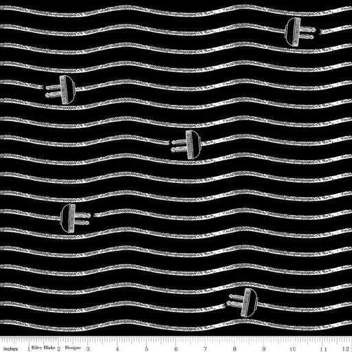 Press On Cord Stripe Black Fabric