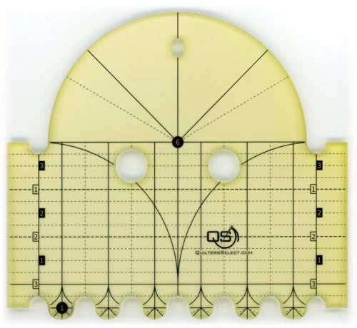 Quilters Select Precision Quilting Ruler 6 inch & 1 inch Diameter Arcs ...