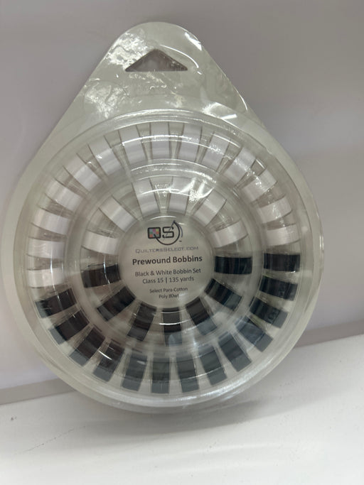 Quilters Select Prewound Bobbins (Black & White Set) 135 Yards - 80 Wt.