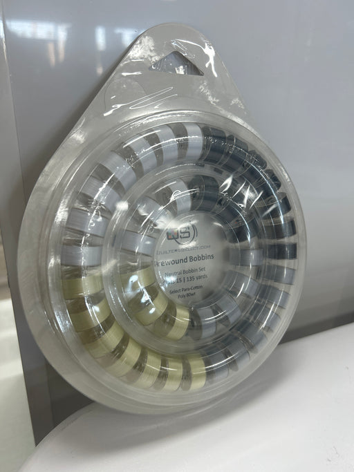 Quilters Select Prewound Bobbins (Neutral - Class 15) 135 Yards - 80 Wt.