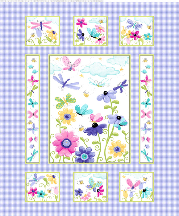 Flutter the Butterfly 36" Quilt Panel Lilac fabric
