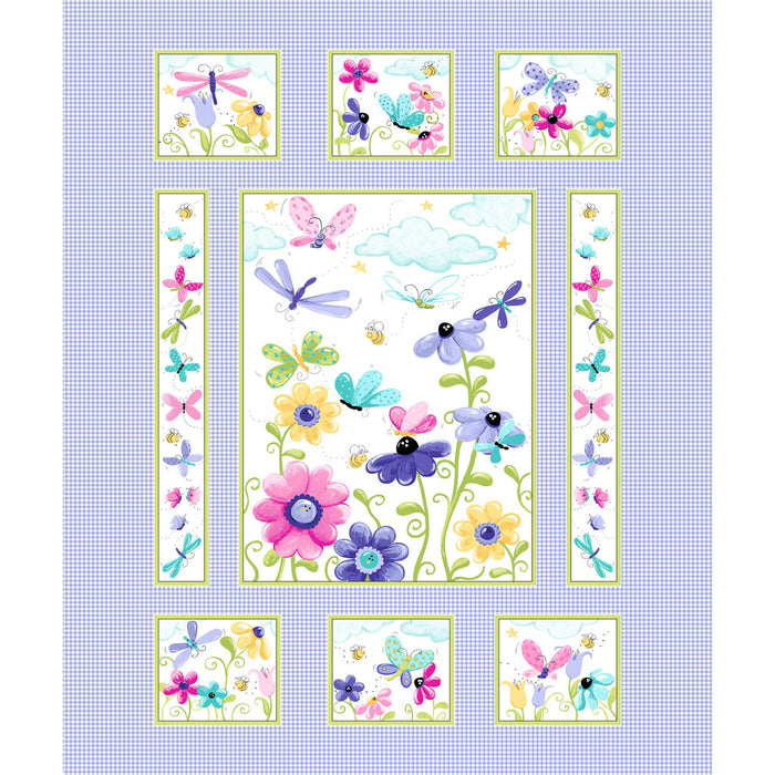Flutter the Butterfly 36" Quilt Panel Lilac fabric