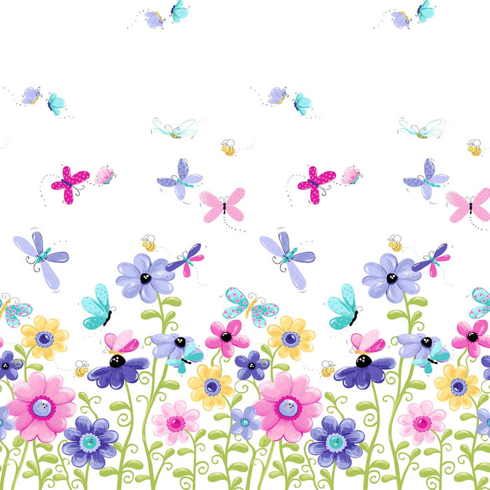 Flutter the Butterfly Double Border Purple fabric