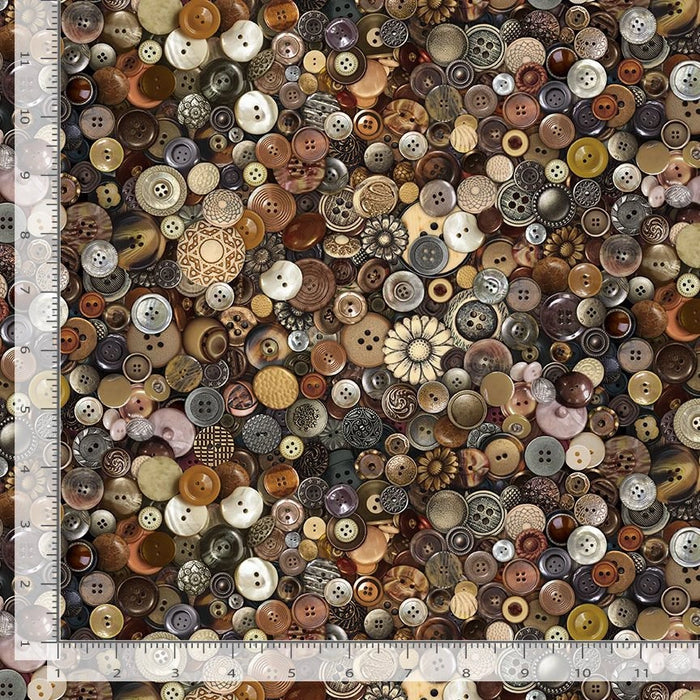 Thread and Thimble Packed Buttons digitally printed quilting cotton fabric for Timeless Treasures – view 2