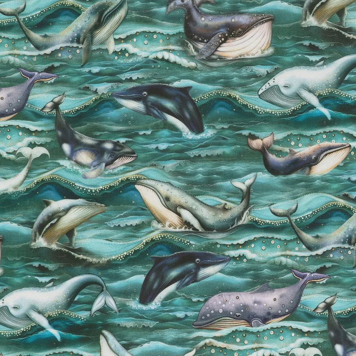 Ocean Fantasy Lagoon fabric - SRKD-24181-71 LAGOON