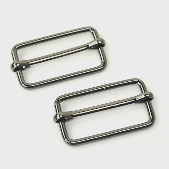 Two Slider Buckles 1 1/2" Gunmetal # STS127BT