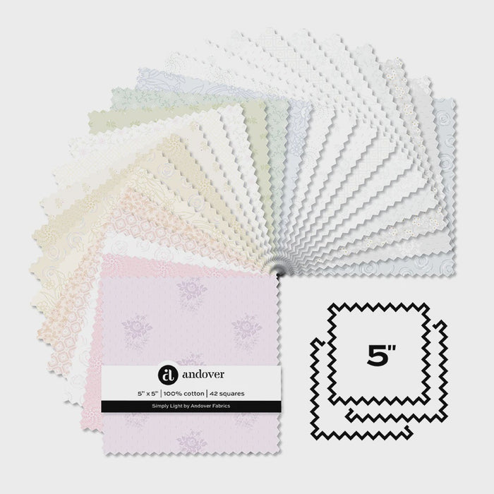 Simply Light - 5 Inch Squares - 42 Cuts Each fabric