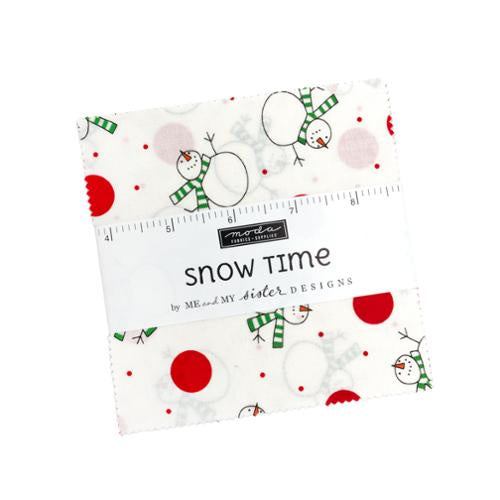 Snow Time Charm Pack precut bundle by Moda Fabrics - stack of winter and Christmas quilting cottons by Me & My Sisters Designs