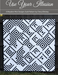 Quilt with black geometric pattern on white background, titled 'Use Your Illusion' by Cheryl Brickey.