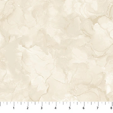 Mirage Vanilla quilting cotton by Deborah Edwards for Northcott — soft cream white fabric shown with ruler for scale