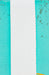 Textured white polypro strapping between two turquoise panels with specks on a textured blue background