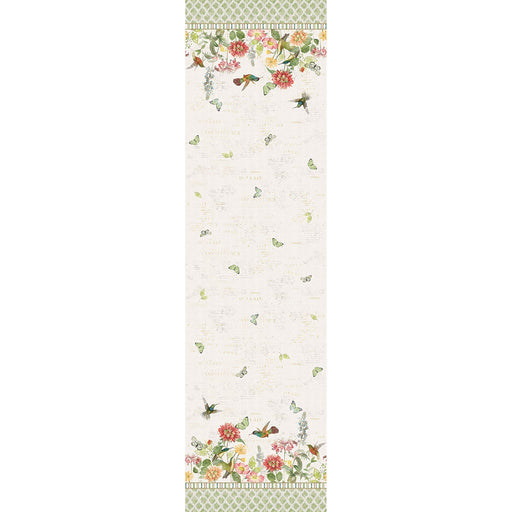 Hummingbird Days Digital Double Border Light Cream quilting cotton fabric by Kate Pertiet for Clothworks
