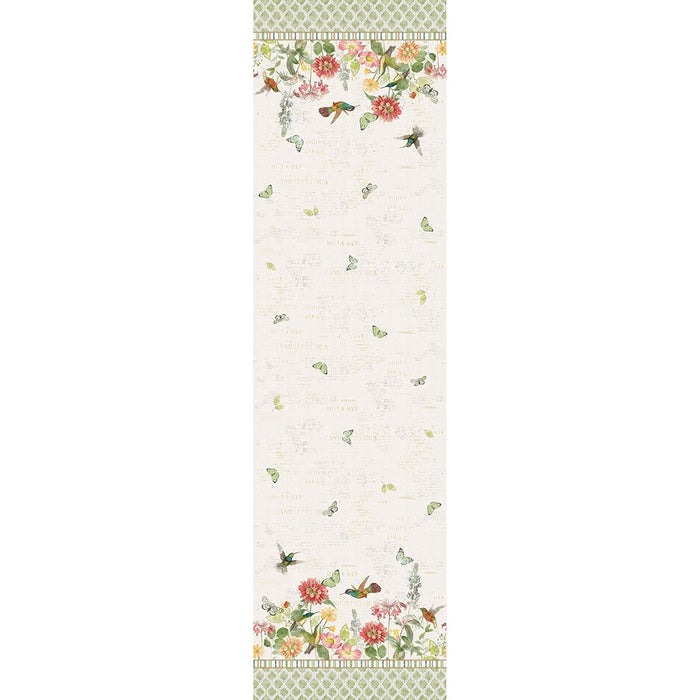 Hummingbird Days Digital Double Border Light Cream quilting cotton fabric by Kate Pertiet for Clothworks
