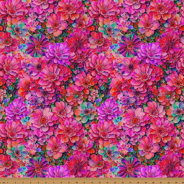 Bloom! Y5802 23-Fuchsia fabric yardage by Marlies Janssen for Hoffman Fabrics