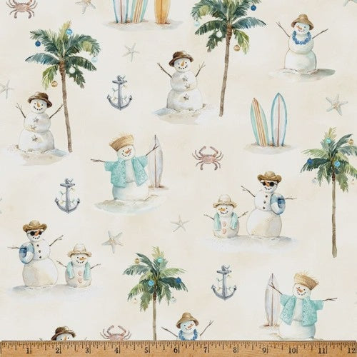 Seas & Greetings Sand Snowmen on the Beach fabric
