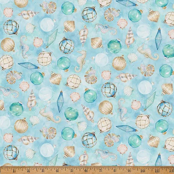 Seas & Greetings Ocean Shells and Ornaments fabric