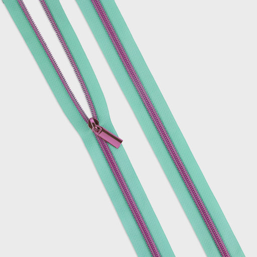 Sallie Tomato zipper Tula Pink edition raindrop color with pink coil
