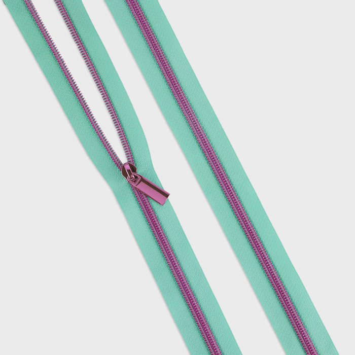 Sallie Tomato zipper Tula Pink edition raindrop color with pink coil