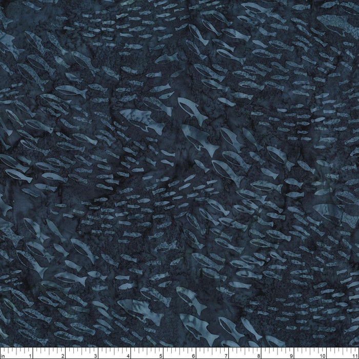 Along the Shores Bali Batik School of Fish Skipper fabric
