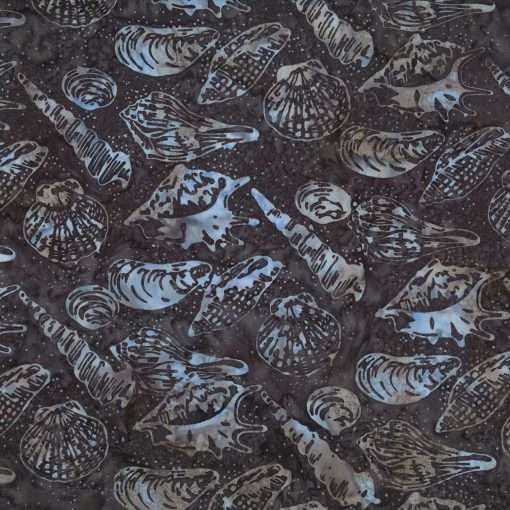 Along the Shores Bali Batik Sea Shells Gravel Quilting Fabric by the ...