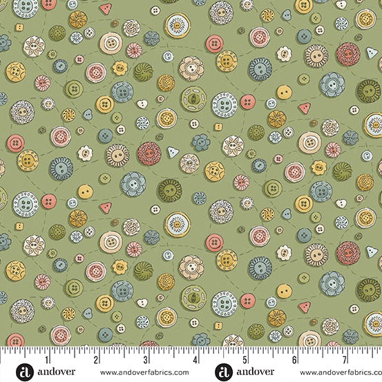 Atelier Green Buttons fabric - MU-134-G