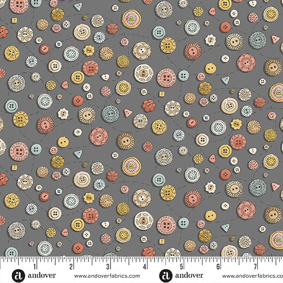 Atelier Grey Buttons fabric - MU-134-S