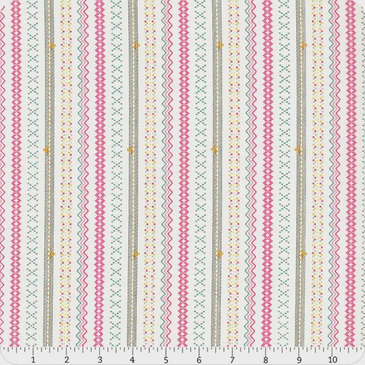 Art Gallery Fabrics binding fabric Crochet Bound BIN - Patterned fabric with vertical stripes on a white background25105