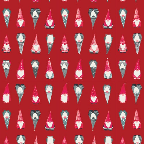 Playful Gnomes Berry fabric | Adventale collection ADV25912