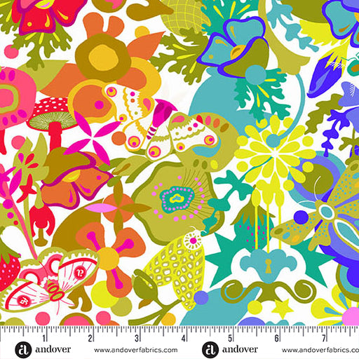Art Theory Whole Cloth Day fabric A-1441-L - Color Wheel collection by Alison Glass with ruler