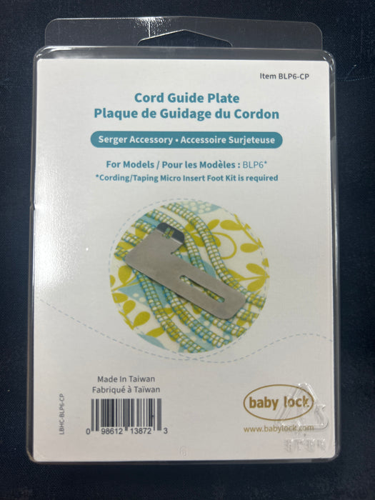 Baby Lock Cord Guide Plate for Applaud machine